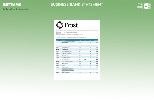 модерен стил Извод на претпријатие за сметка на Frost Bankers Шаблон Word и PDF